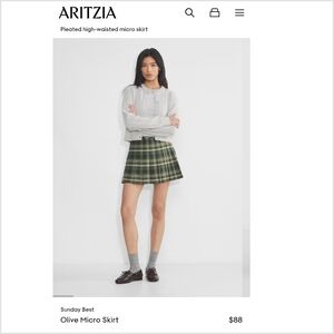 Aritzia Sunday Best Green Plaid Micro Skirt In Size 16